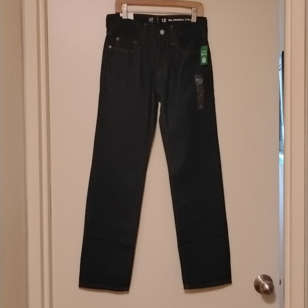 GAP Kids Boys '90s Original Straight Jeans Rinse Washed Indigo Size 12 NWT